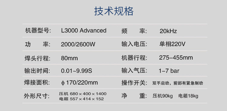 超聲波塑焊機 L3000 Advanced 20kHz